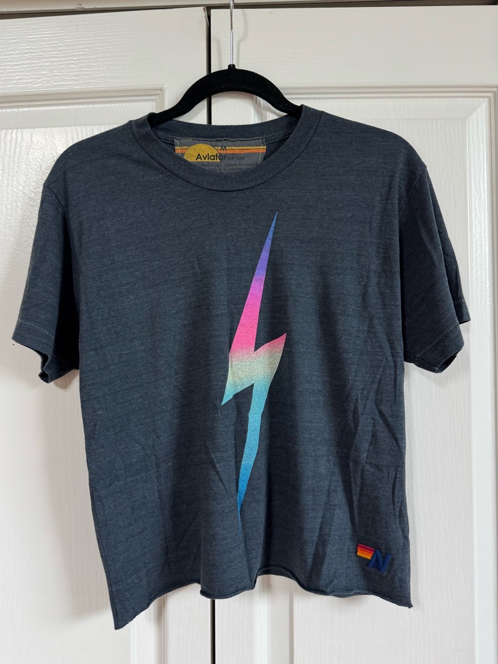 Aviator Nation lightening bolt cropped t-shirt GUC